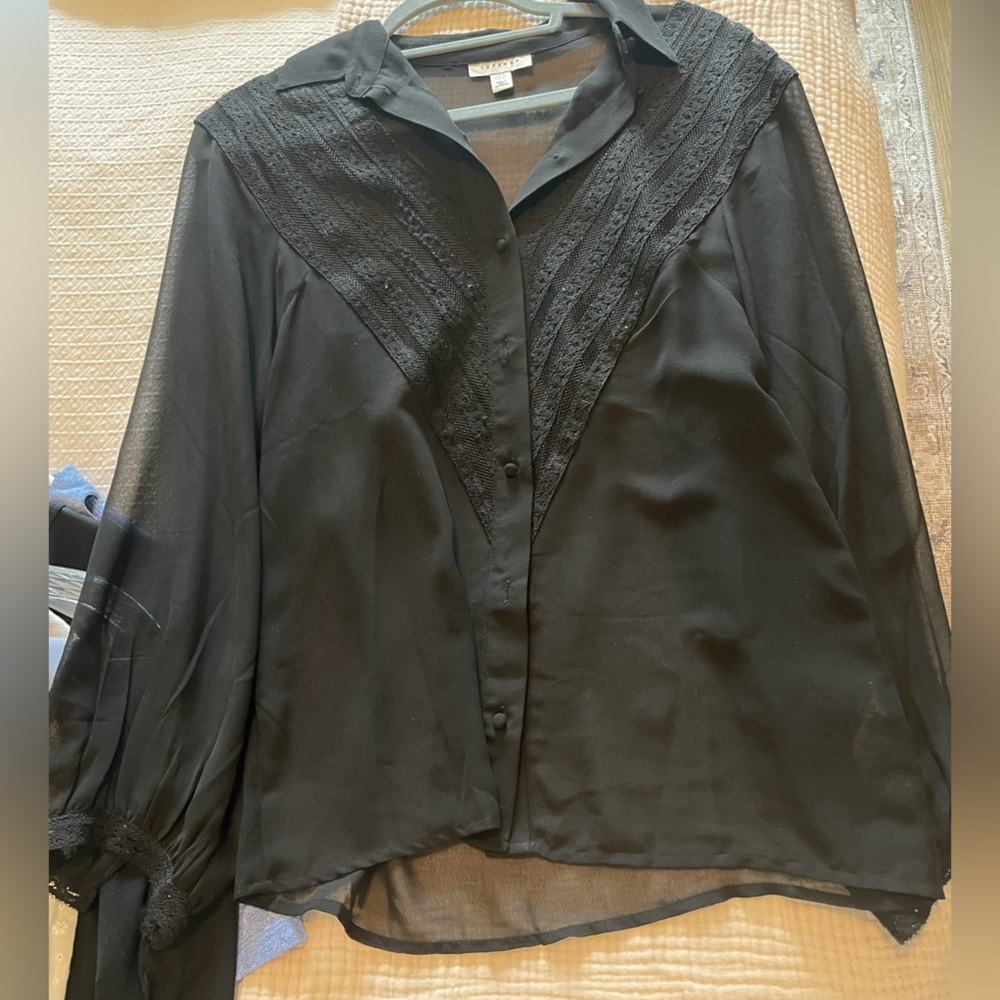 Topshop Black Sheer Blouse